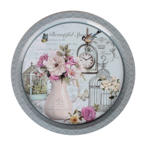 Δίσκος μεταλλικός Φ32 εκ. σχ. VINTAGE FLOWER - KESKOR 2609-1