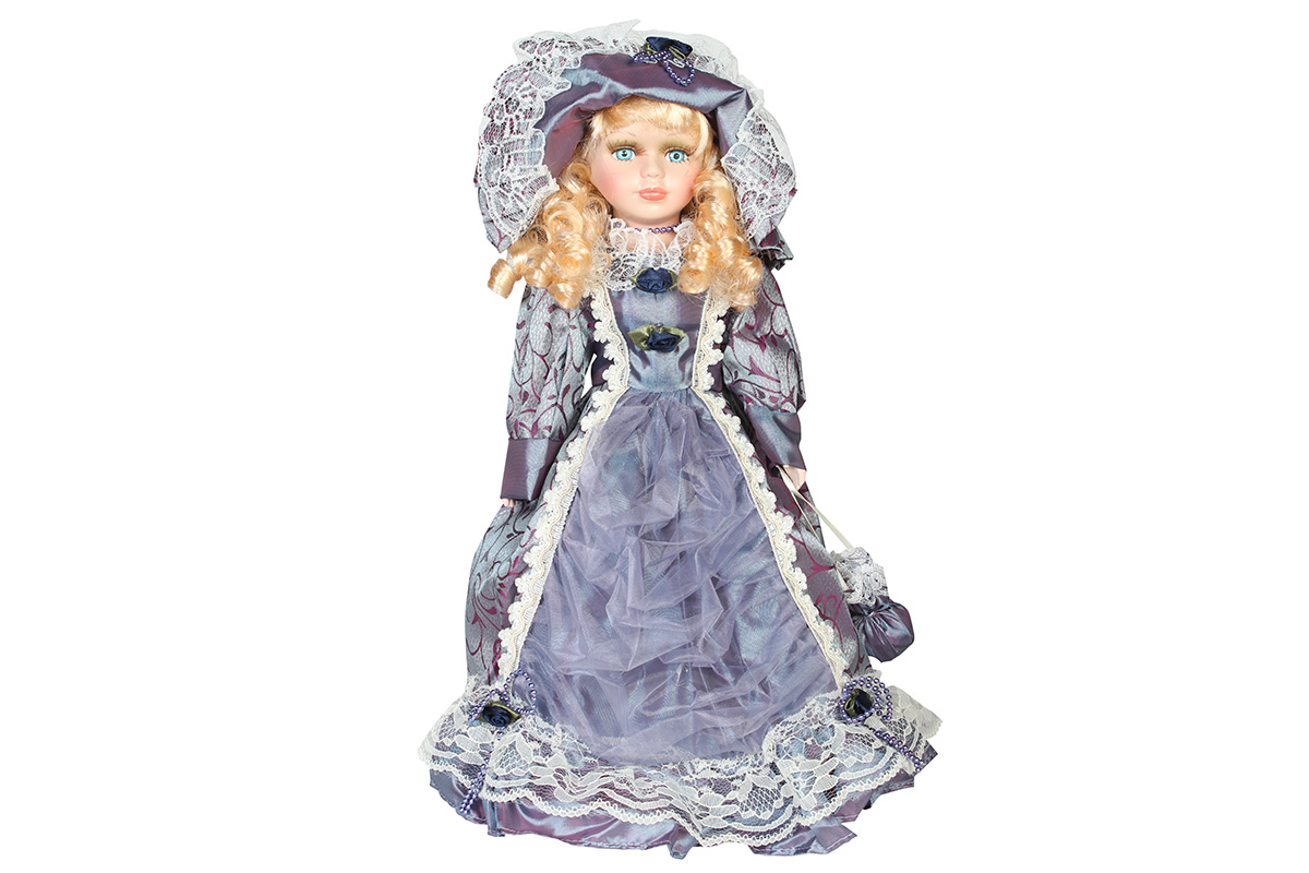 Κούκλα διακοσμητική πορσελάνης 42 εκ. με φόρεμα και καπέλο - KESKOR 26899-14