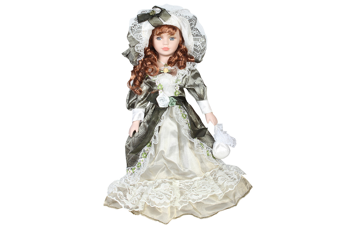 Κούκλα διακοσμητική πορσελάνης 42 εκ. με φόρεμα και καπέλο - KESKOR 26899-17