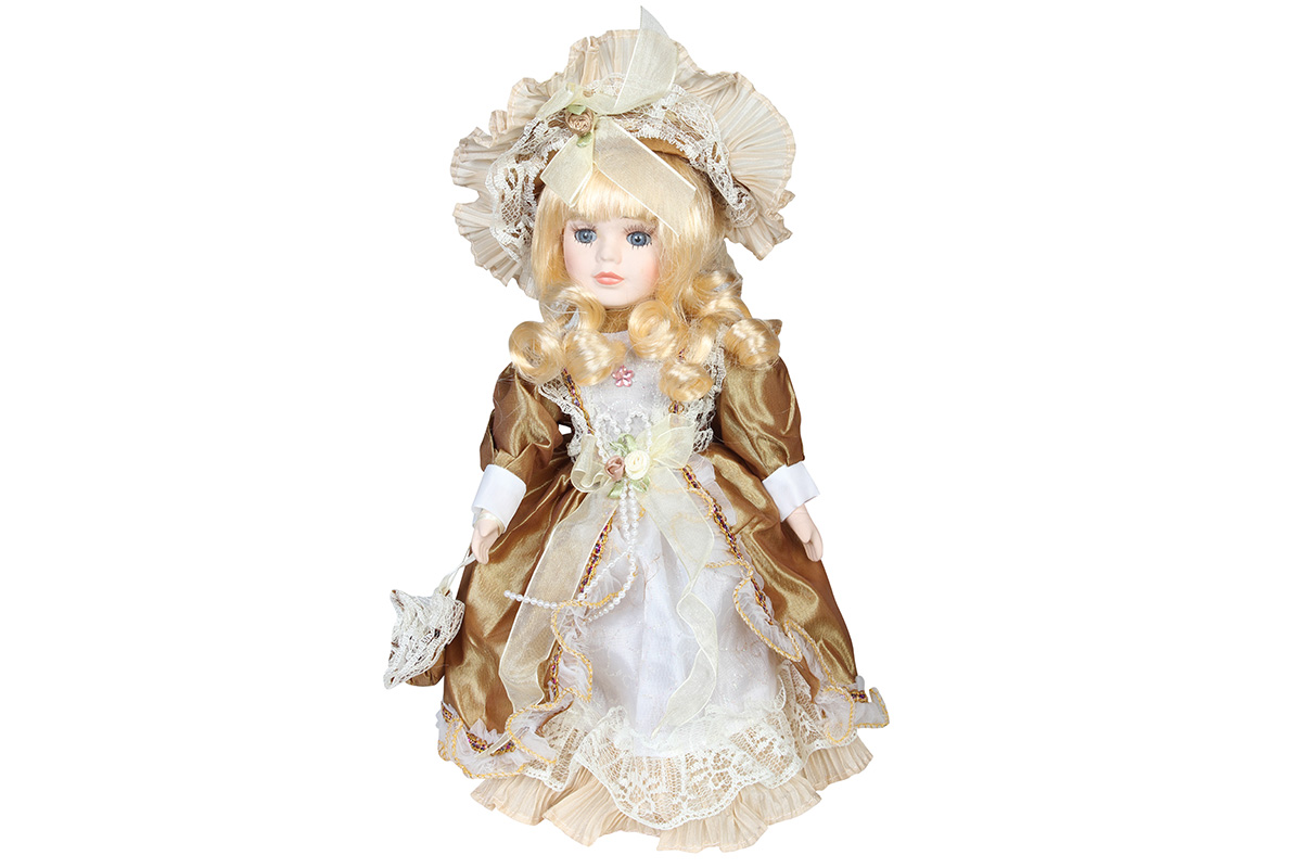Κούκλα διακοσμητική πορσελάνης 32 εκ. με φόρεμα και καπέλο - KESKOR 21206-6