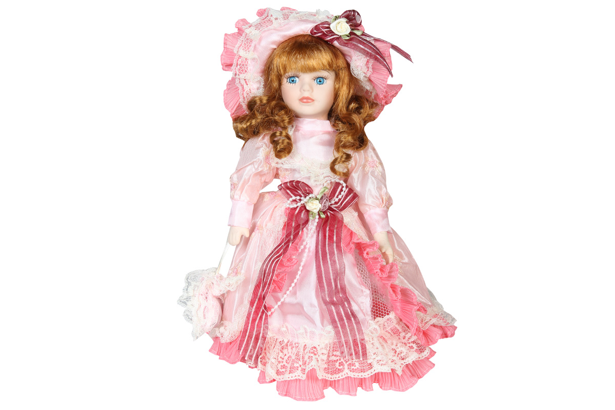 Κούκλα διακοσμητική πορσελάνης 32 εκ. με φόρεμα και καπέλο - KESKOR 21206-9