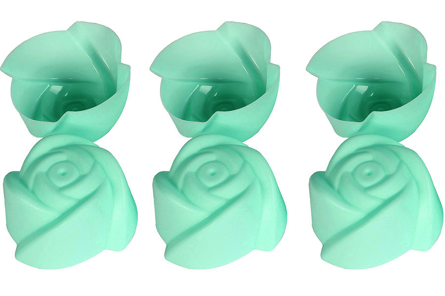 Φορμάκια σιλικόνης Muffin – Cupcake τεμ. 6 Φ7Χ3,5 εκ. Τριαντάφυλλο πράσινο - KESKOR 65019-6