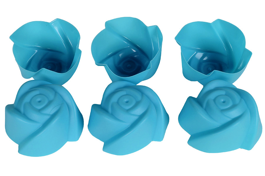Φορμάκια σιλικόνης Muffin – Cupcake τεμ. 6 Φ7Χ3,5 εκ. Τριαντάφυλλο μπλε - KESKOR 65019-8