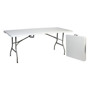 Τραπέζι μεταλλικό πτυσσόμενο βαλίτσα 180Χ74Χ73 εκ. με πλαστική επιφάνεια λευκό - KESKOR 49020