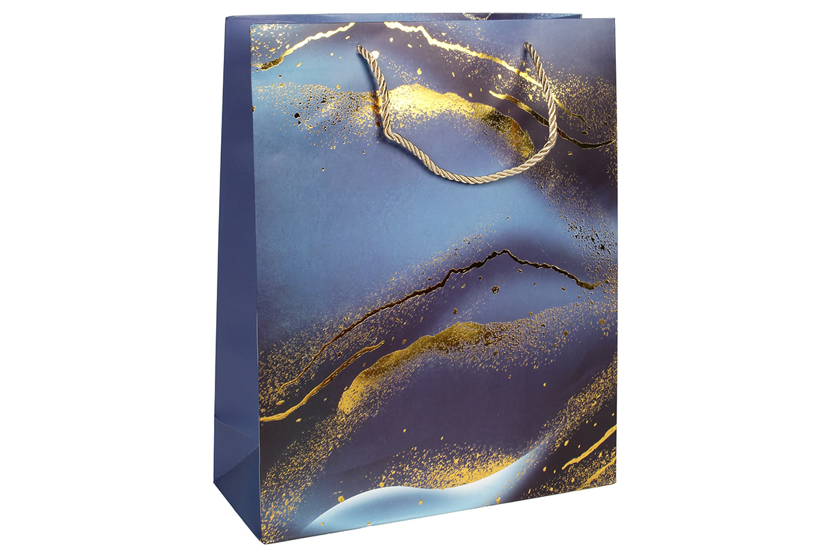 Τσάντα δώρου χάρτινη 26Χ10Χ32 εκ. μπλε χρυσό - KESKOR 04471-3