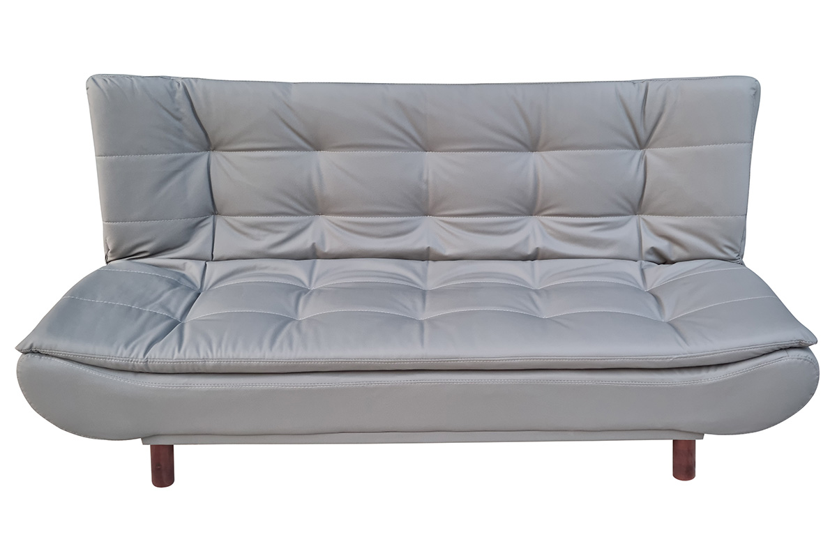 Τριθέσιος καναπές κρεβάτι με επένδυση από PU γκρι - KESKOR 796850