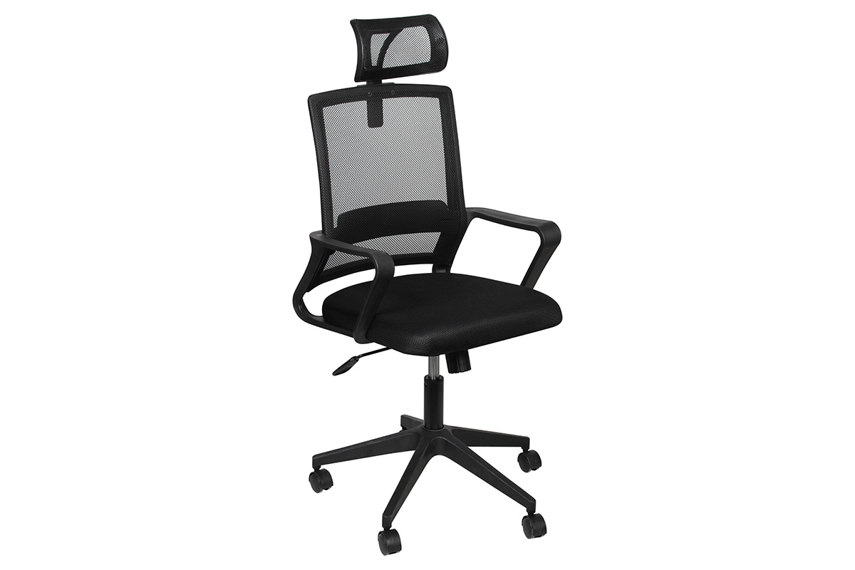 Καρέκλα γραφείου 57Χ52Χ112-122 εκ. με προσκέφαλο, ανάκλιση, μπράτσα και δίχτυ μαύρο - KESKOR 101-3006