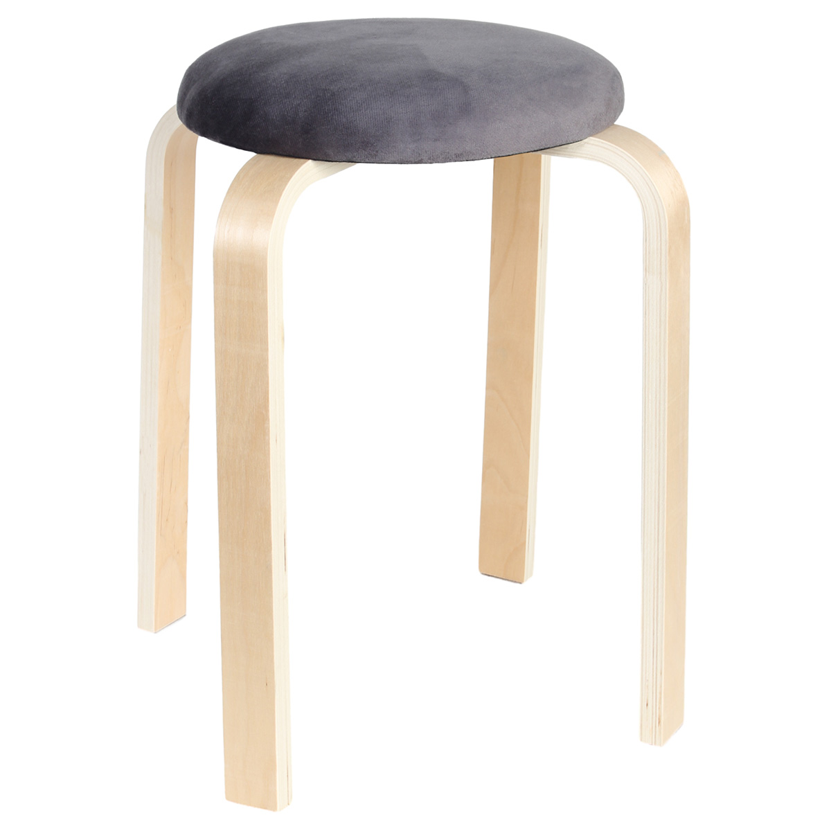 Σκαμπό ξύλινο Φ30Χ48 εκ. με υφασμάτινο κάθισμα βελουτέ γκρι - KESKOR 118733