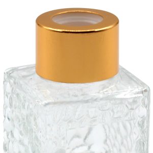 Μπουκάλι γυάλινο για αρωματικό χώρου 50 ml 4,5Χ4,5Χ7 εκ. με χρυσό καπάκι - KESKOR 62540