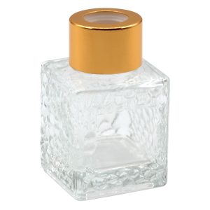 Μπουκάλι γυάλινο για αρωματικό χώρου 50 ml 4,5Χ4,5Χ7 εκ. με χρυσό καπάκι - KESKOR 62540