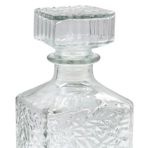 Μποτίλια - καράφα γυάλινη τετράγωνη 900 ml 9Χ9Χ23 εκ. με πώμα και ανάγλυφο σχέδιο - KESKOR 62544