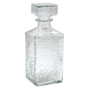Μποτίλια - καράφα γυάλινη τετράγωνη 900 ml 9Χ9Χ23 εκ. με πώμα και ανάγλυφο σχέδιο - KESKOR 62544