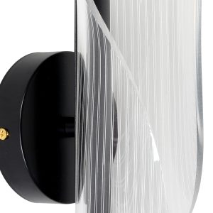 Απλίκα τοίχου μεταλλική μαύρη LED 24W 10Χ11Χ29 εκ. με ακρυλικό - KESKOR 458550