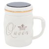 Κούπα κεραμική 360 ml Φ8,5Χ11,5 εκ. Queen λευκό χρυσό με καπάκι καθρέπτη - KESKOR 79204-1