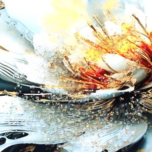 Πίνακας τοίχου ξύλινος 3πτυχος 120Χ50 εκ. με χρυσή κορνίζα και ανάγλυφα strass - KESKOR 240503-11