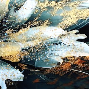 Πίνακας τοίχου ξύλινος 3πτυχος 120Χ50 εκ. με χρυσή κορνίζα και ανάγλυφα strass - KESKOR 240503-11