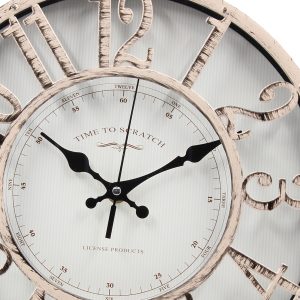 Ρολόι τοίχου πλαστικό Φ30Χ4 εκ. Μπεζ Μαύρο - KESKOR 16013-3