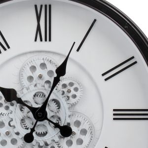 Ρολόι τοίχου πλαστικό Φ50Χ7 εκ. Μαύρο Λευκό με μηχανισμό και κίνηση γραναζιών - KESKOR 16019-2