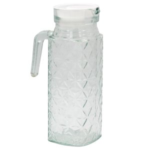 Κανάτα γυάλινη 950 ml 8Χ8Χ24 εκ. με πλαστικό καπάκι - KESKOR 65676