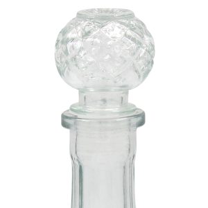 Μποτίλια - καράφα γυάλινη 950 ml Φ13Χ27 εκ. με πώμα και ανάγλυφο σχέδιο - KESKOR 62543
