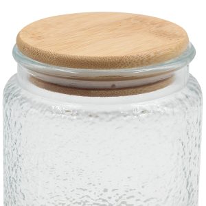 Βάζο αποθήκευσης γυάλινο 500 ml Φ9,5Χ11 εκ. με ξύλινο καπάκι - KESKOR 61371