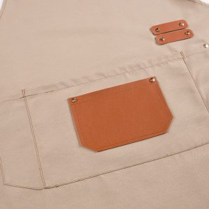Ποδιά με τσέπη Polyester 64Χ78 εκ. Γκρι με λεπτομέρειες PU - KESKOR 65700-5