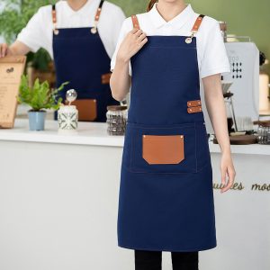 Ποδιά με τσέπη Polyester 64Χ78 εκ. Μπλε με λεπτομέρειες PU - KESKOR 65700-3