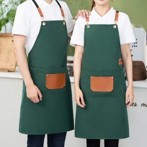 Ποδιά με τσέπη Polyester 64Χ78 εκ. Πράσινη με λεπτομέρειες PU - KESKOR 65700-4