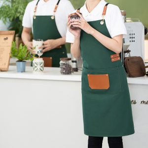 Ποδιά με τσέπη Polyester 64Χ78 εκ. Πράσινη με λεπτομέρειες PU - KESKOR 65700-4