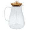 Κανάτα γυάλινη 1600 ml 16Χ12Χ22 εκ. με ανάγλυφο σχέδιο και ξύλινο καπάκι - KESKOR 61389