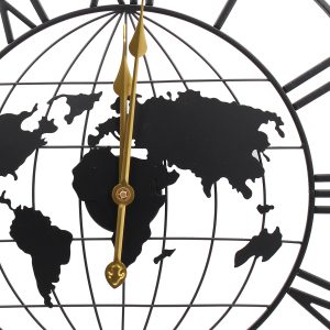 Ρολόι τοίχου μεταλλικό Φ60 εκ. World μαύρο - KESKOR 95590