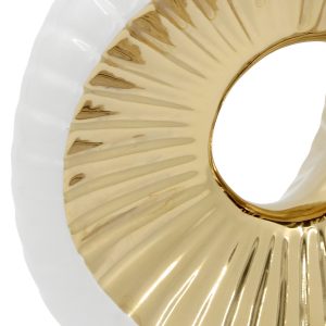 Ανθοδοχείο - Διακοσμητικό κεραμικό 21Χ7,5Χ21 εκ. Λευκό Χρυσό - KESKOR 78719