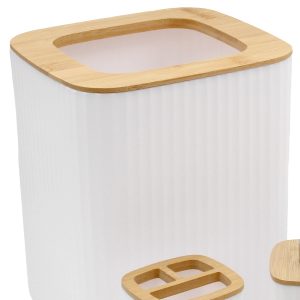 Σετ μπάνιου πλαστικό 6 τεμ Λευκό με bamboo - KESKOR 42665-3