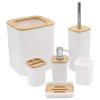 Σετ μπάνιου πλαστικό 6 τεμ Λευκό με bamboo - KESKOR 42665-3