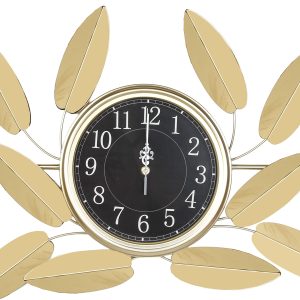 Ρολόι τοίχου μεταλλικό 115Χ43 εκ. Χρυσό με φύλλα - KESKOR 94301