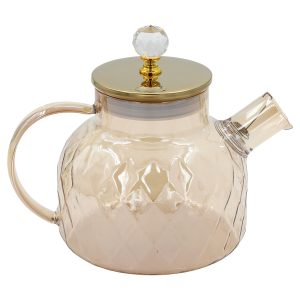 Κανάτα γυάλινη 1000 ml 19Χ13Χ15 εκ. Μελί με κρύσταλλο - KESKOR 54371
