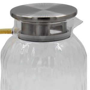 Κανάτα γυάλινη 2000 ml 17Χ11,5Χ23,5 εκ. Διάφανη με ΙΝΟΧ καπάκι - KESKOR 54372