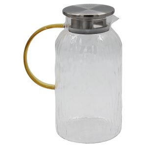 Κανάτα γυάλινη 2000 ml 17Χ11,5Χ23,5 εκ. Διάφανη με ΙΝΟΧ καπάκι - KESKOR 54372