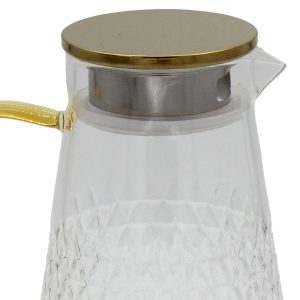 Κανάτα γυάλινη 1500 ml 16Χ12,5Χ21,5 εκ. Διάφανη με ΙΝΟΧ Χρυσό καπάκι - KESKOR 54373
