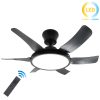 Ανεμιστήρας οροφής με 6 πτερύγια Φ76Χ27 εκ. 60 Watt με φωτισμό LED και controller Μαύρο - KESKOR 653370