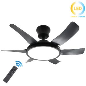 Ανεμιστήρας οροφής με 6 πτερύγια Φ76Χ27 εκ. 60 Watt με φωτισμό LED και controller Μαύρο - KESKOR 653370