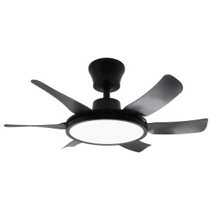 Ανεμιστήρας οροφής με 6 πτερύγια Φ76Χ27 εκ. 60 Watt με φωτισμό LED και controller Μαύρο - KESKOR 653370