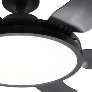 Ανεμιστήρας οροφής με 6 πτερύγια Φ76Χ27 εκ. 60 Watt με φωτισμό LED και controller Μαύρο - KESKOR 653370