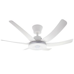 Ανεμιστήρας οροφής με 6 πτερύγια Φ96Χ30 εκ. 60 Watt με φωτισμό LED και controller Λευκό - KESKOR 653372