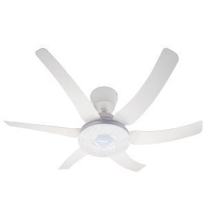 Ανεμιστήρας οροφής με 6 πτερύγια Φ96Χ30 εκ. 60 Watt με φωτισμό LED και controller Λευκό - KESKOR 653372