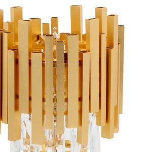 Πορτατίφ - Λάμπα μεταλλική LED 5W Φ18Χ38 εκ. Χρυσή με κρύσταλλα - KESKOR 881343