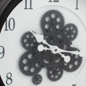 Ρολόι τοίχου πλαστικό Φ40Χ7 εκ. Μαύρο Λευκό με μηχανισμό και κίνηση γραναζιών - KESKOR 87526