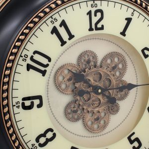 Ρολόι τοίχου πλαστικό Φ60Χ7,5 εκ. Μαύρο Μπρονζέ με μηχανισμό και κίνηση γραναζιών - KESKOR 87527