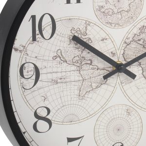 Ρολόι τοίχου πλαστικό Φ30Χ4,5 εκ. Μαύρο σχέδιο Χάρτης - KESKOR 87530
