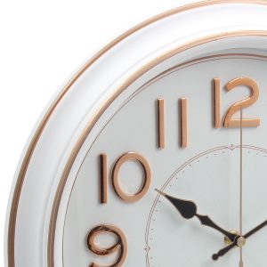 Ρολόι τοίχου πλαστικό Φ35Χ5 εκ. Λευκό Ροζ Χρυσό - KESKOR 87532-1